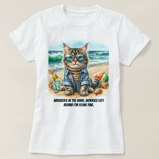Chat Mignon sur le T-Shirt pour les Amoureux de Ch (Design devant)