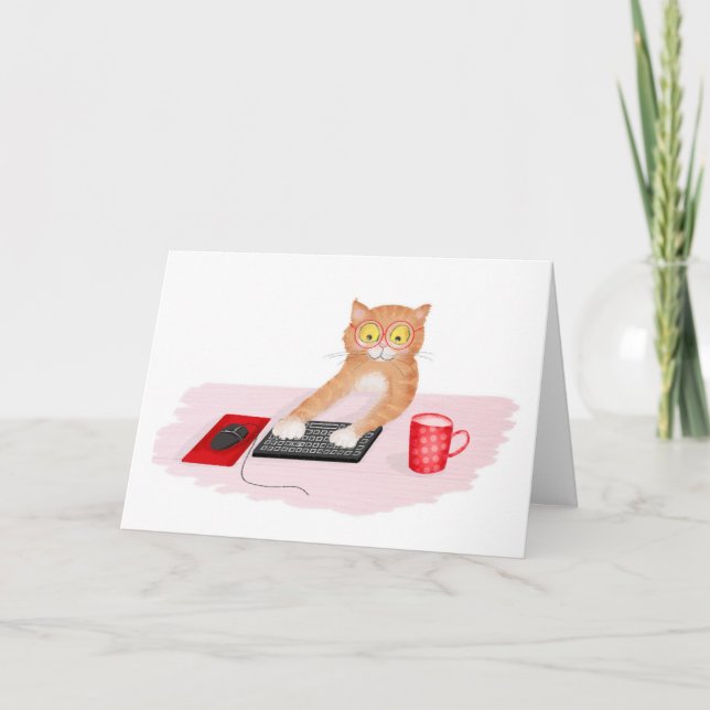 Chat mignon surfant sur Internet sur une carte inf (Devant)