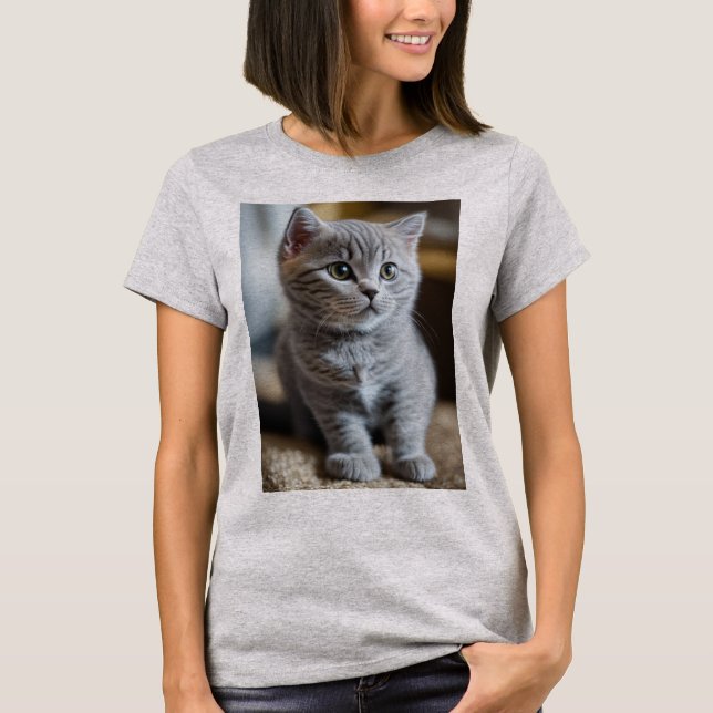 Chat mignon T-shirt fille imprimé, Amoureux des ch (Devant)