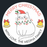 Chat mignonne Joyeux Stickers de Noël Chat et lumi<br><div class="desc">Stickers qui allient l'esprit de fête au charme adorable de ces stickers de Noël de chat,  les rendant attrayants pour les amoureux de les chats et tous ceux qui cherchent à ajouter une touche festive à leurs cadeaux et décorations de vacances.</div>