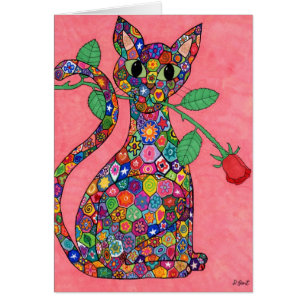 Chat Millefiori avec Rose Rouge
