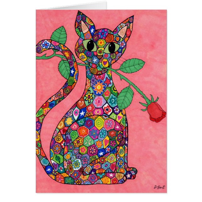 Chat Millefiori avec Rose Rouge (Devant)
