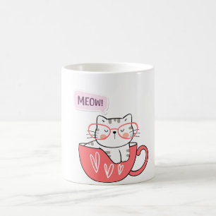 chat miow dans une tasse