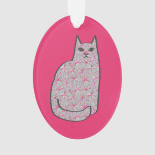 Chat moderne du milieu du siècle, gris et Fuchsia 