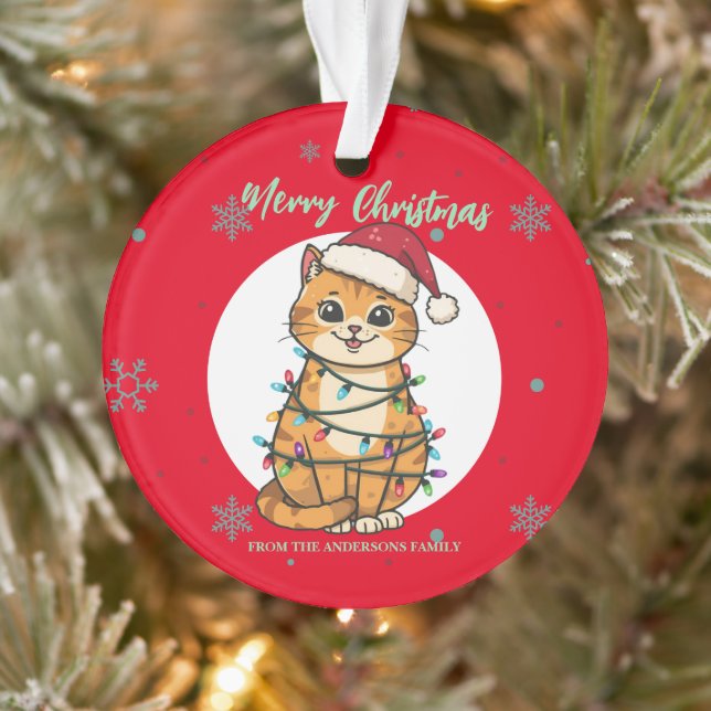 Chat moderne joyeux rouge flocon de neige Noël cha (Arbre)