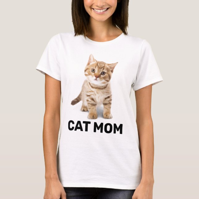 CHAT MOM GINGER KITTEN LADIES T-SHIRTS (Devant)