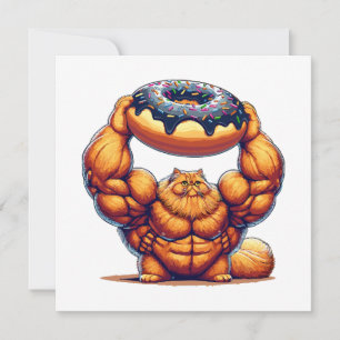 Chat Musclé qui Soulève un Beignet