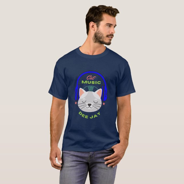 Chat Music Dee Jay T-Shirt (Devant entier)