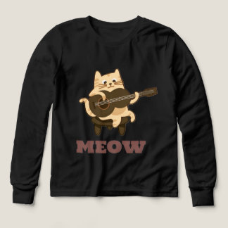 Chat musical amusant Jouer guitare T-shirt noir