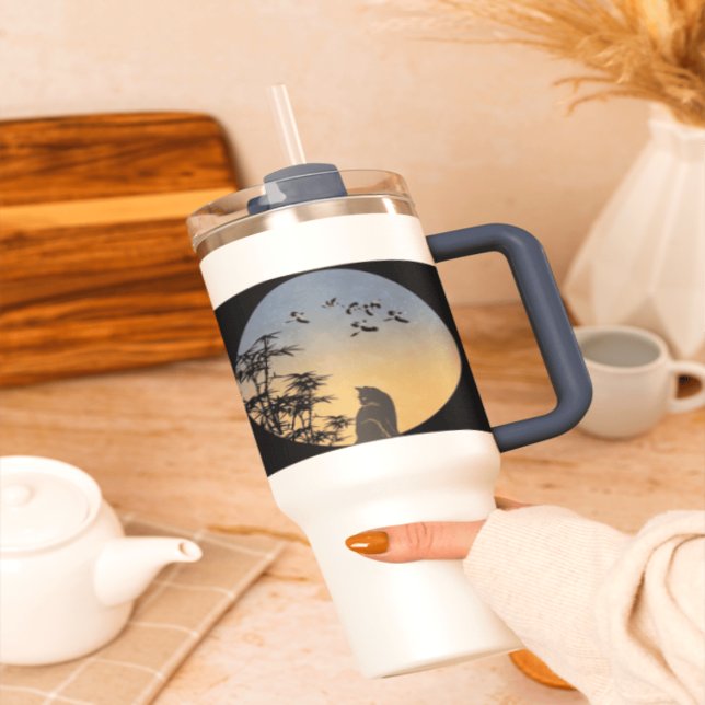 Chat mystique sous ciel de bambou - Mug d'art japo (Créateur téléchargé)