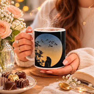 Chat mystique sous ciel de bambou - Mug d'art japo