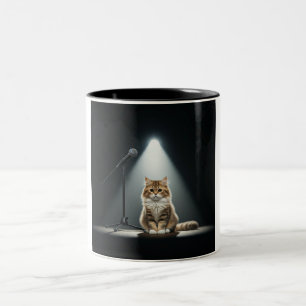 Chat Nervous Open Mic Mug à deux tons