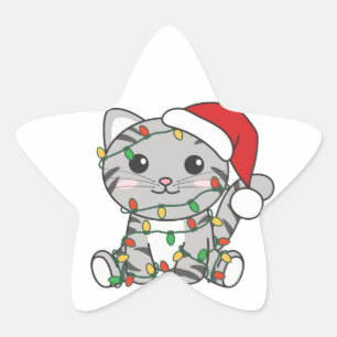 Chat Noël Animaux d'hiver Chats Étoile Sticker