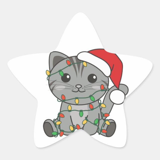 Chat Noël Animaux d'hiver Chats Étoile Sticker (Devant)