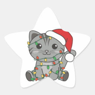Chat Noël Animaux d'hiver Chats Étoile Sticker