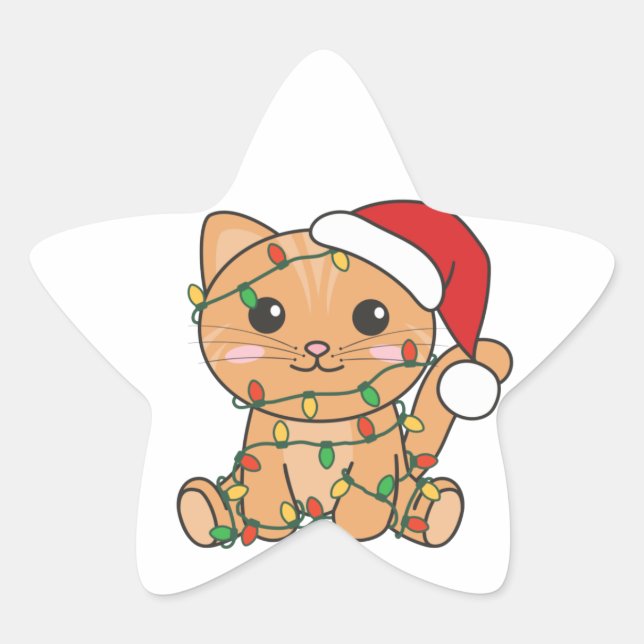 Chat Noël Animaux d'hiver Chats Étoile Sticker (Devant)