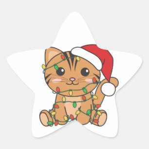 Chat Noël Animaux d'hiver Chats Étoile Sticker