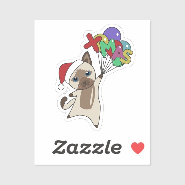 Chat Noël Neige hiver Animaux Chats Sticker (Feuille)