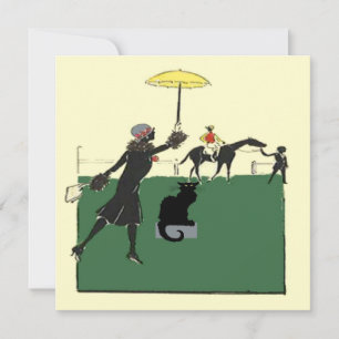 Chat Noir À La Course Du Cheval