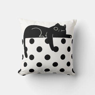 Chat noir à pois Coussin de jet