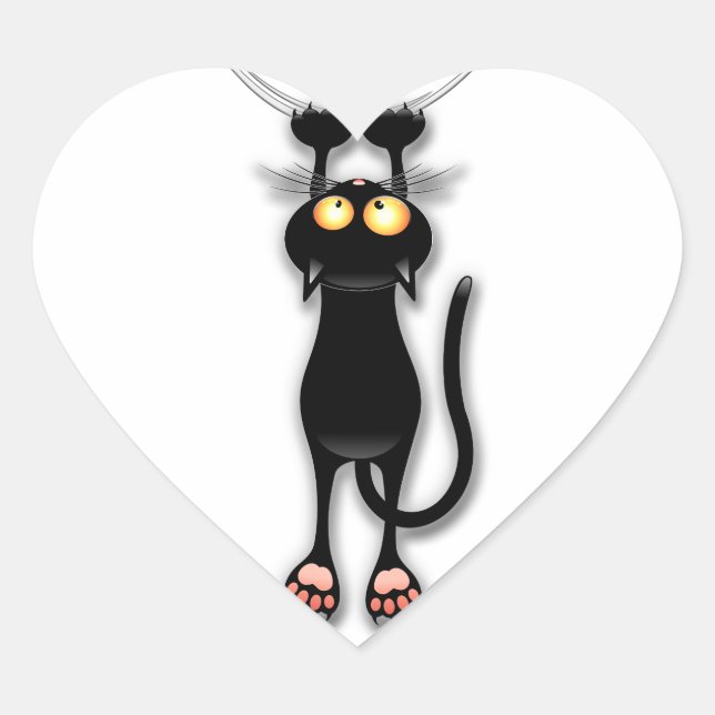 Chat noir amusant faisant tomber les stickers (Devant)