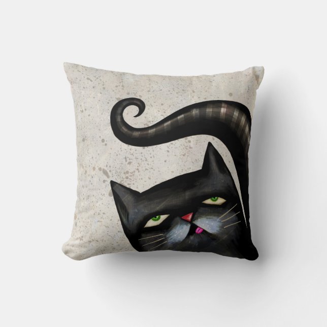 CHAT NOIR ART CUTE JAUNE Oreillers (Recto)