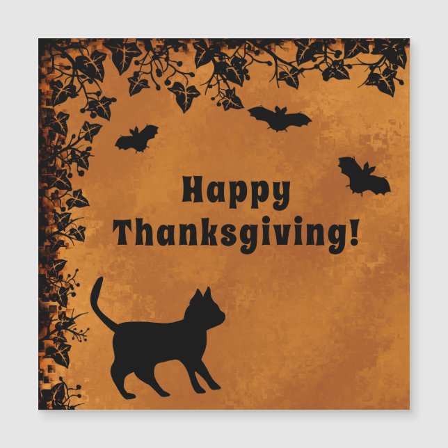 Chat noir avec chauve-souris, Bon thanksgiving (Devant)