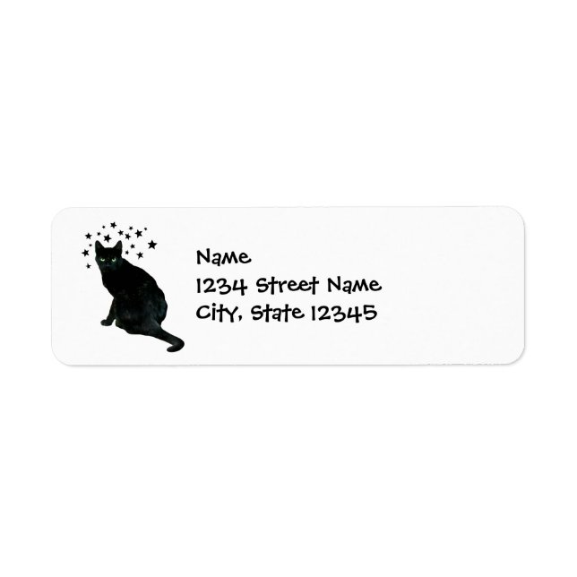 Chat noir avec étoiles Retourner les étiquettes d' (Devant)