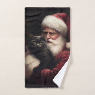 Chat noir avec Noël Festif du Père Noël