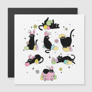 Chat noir avec œufs de lapin