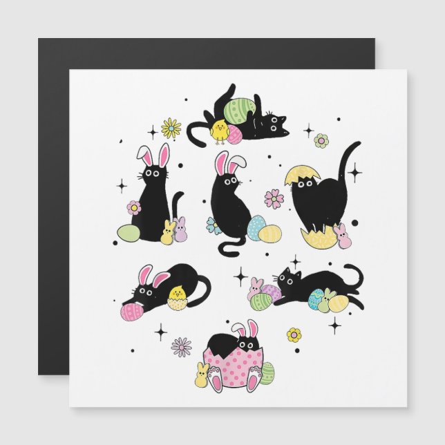 Chat noir avec œufs de lapin (Devant / Derrière)