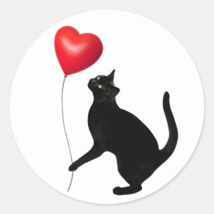 Chat noir avec Stickers Balloon Rouge