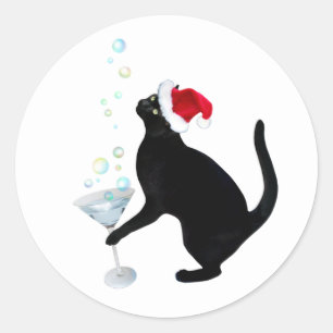 Chat noir avec Stickers Martini