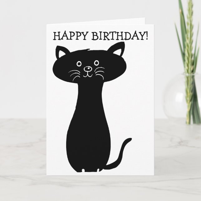 Chat noir Bonne carte d'anniversaire (Devant)