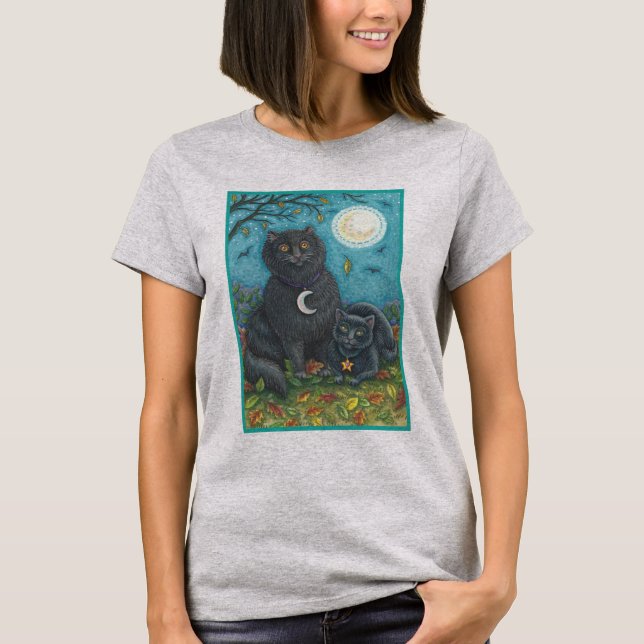 CHAT NOIR BOUBO & PYEWACKET HALLOWEEN T-SHIRT Grey (Devant)