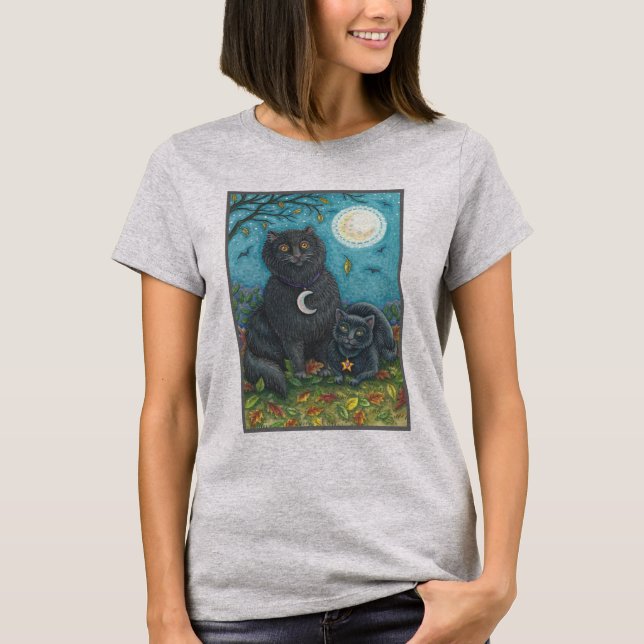 CHAT NOIR BOUBO & PYEWACKET HALLOWEEN T-SHIRT Grey (Devant)