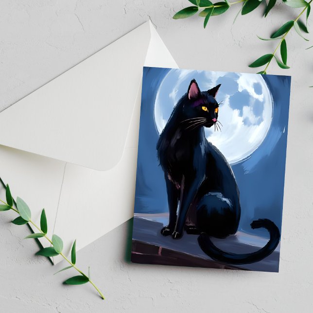 Chat Noir | Carte de peinture d'animal de pleine l (Créateur téléchargé)