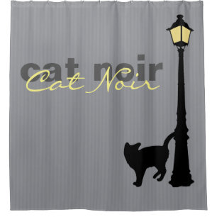 Chat Noir Chat Silhouette Douche Rideau