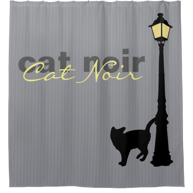 Chat Noir Chat Silhouette Douche Rideau (Devant)