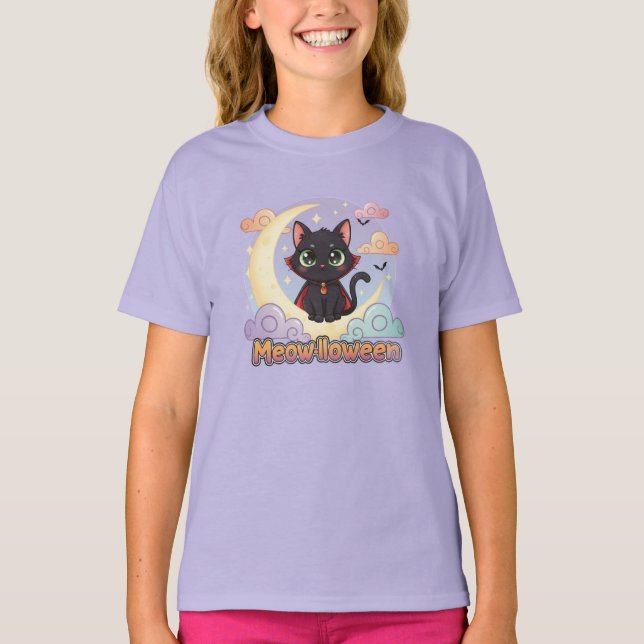 Chat noir convivial Halloween T-Shirt - mignon Tee (Devant)