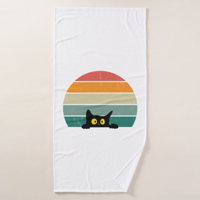 Chat noir Coucher de soleil Coucher de soleil Vint (Serviette de bain)