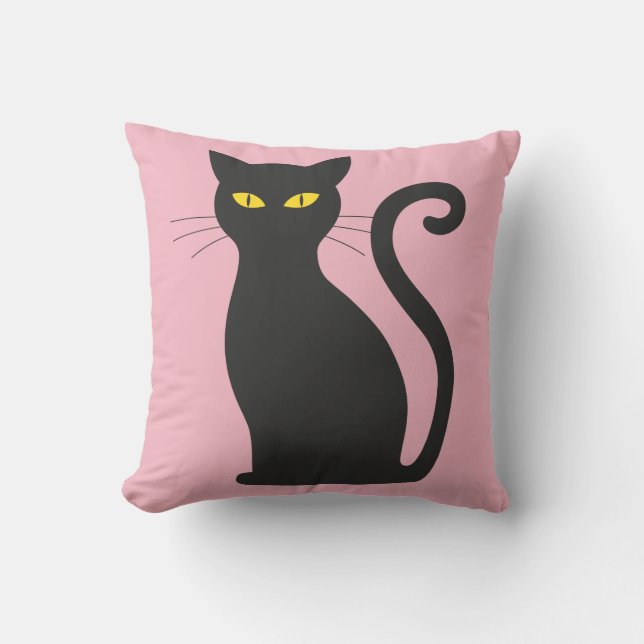CHAT NOIR COUSSINS ROSE (Recto)