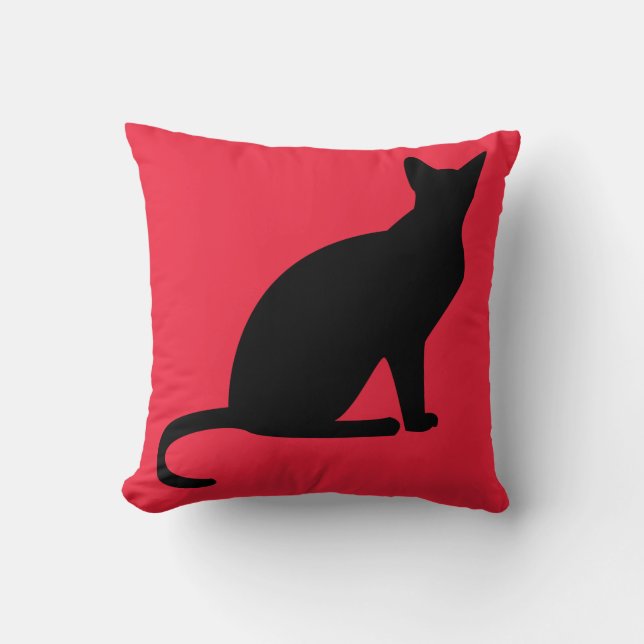 CHAT NOIR COUSSINS ROUGE (Recto)