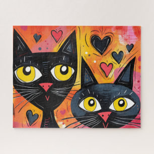 CHAT NOIR CUTE ART JIGSAW PUZZLE