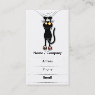 Chat noir d'amusement tombant vers le bas cartes