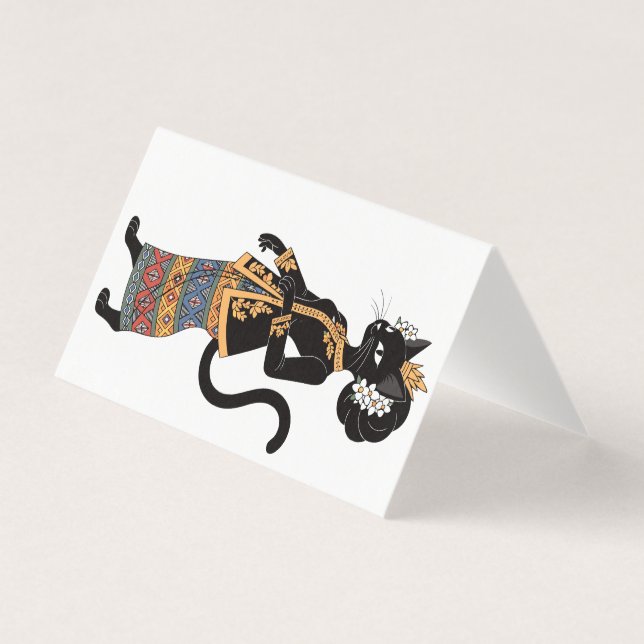 Chat noir dans l'art traditionnel de kebaya en bat (Front)