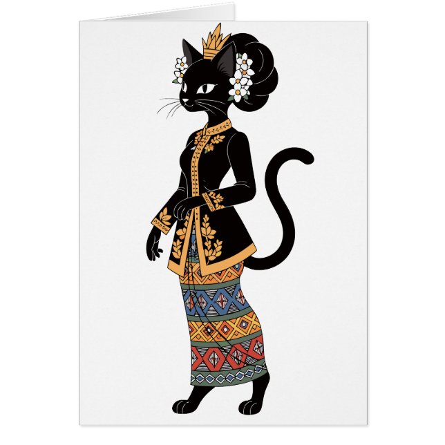 Chat noir dans l'art traditionnel de Kebaya en bat (Devant)