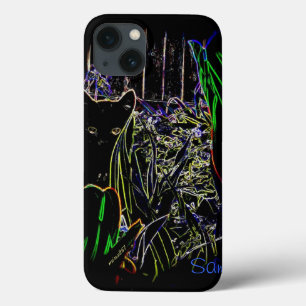 Chat noir dans un jardin de Neon coque ipad