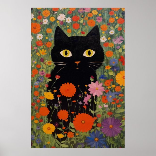 Chat Noir Dans Un Poster De Jardin (Devant)