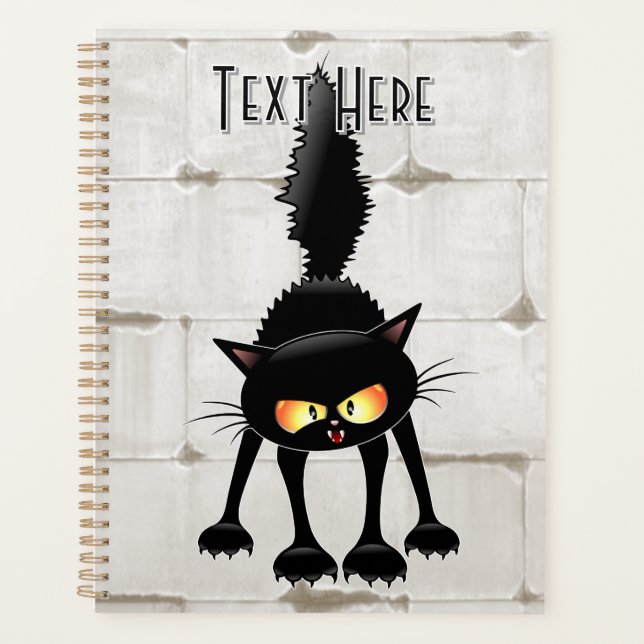 Chat noir de dessin animé drôle et féroce  (Devant)